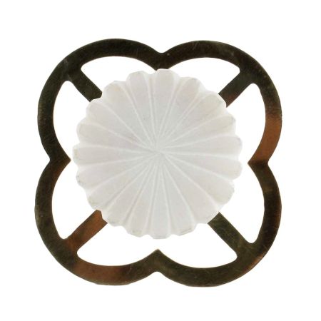 Round White Stone Floral Pattern Cabinet Knobs